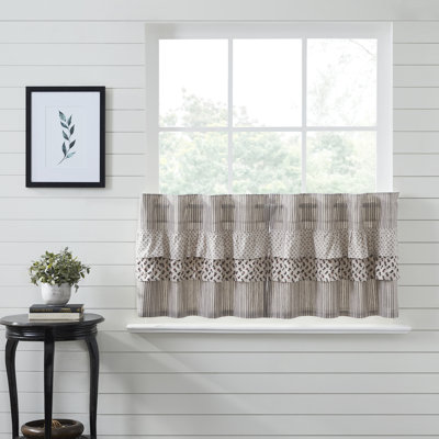 Rideau de café sur mesure en coton taupe clair / café Bahari