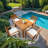 Youra 4-Person Solid Wood Outdoor Dining Set with Cushions 