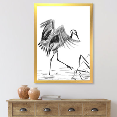 Grue japonaise japonaise, peinture sur toile encadrée