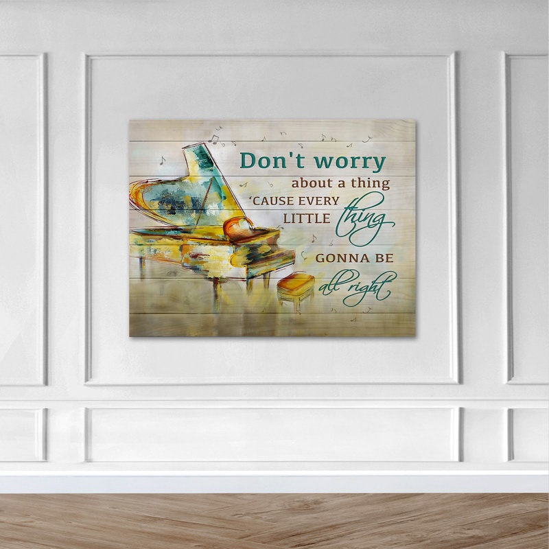 «Yellow Piano», art textuel sur toile tendue, H 16 po x l 20 po x P 2 po