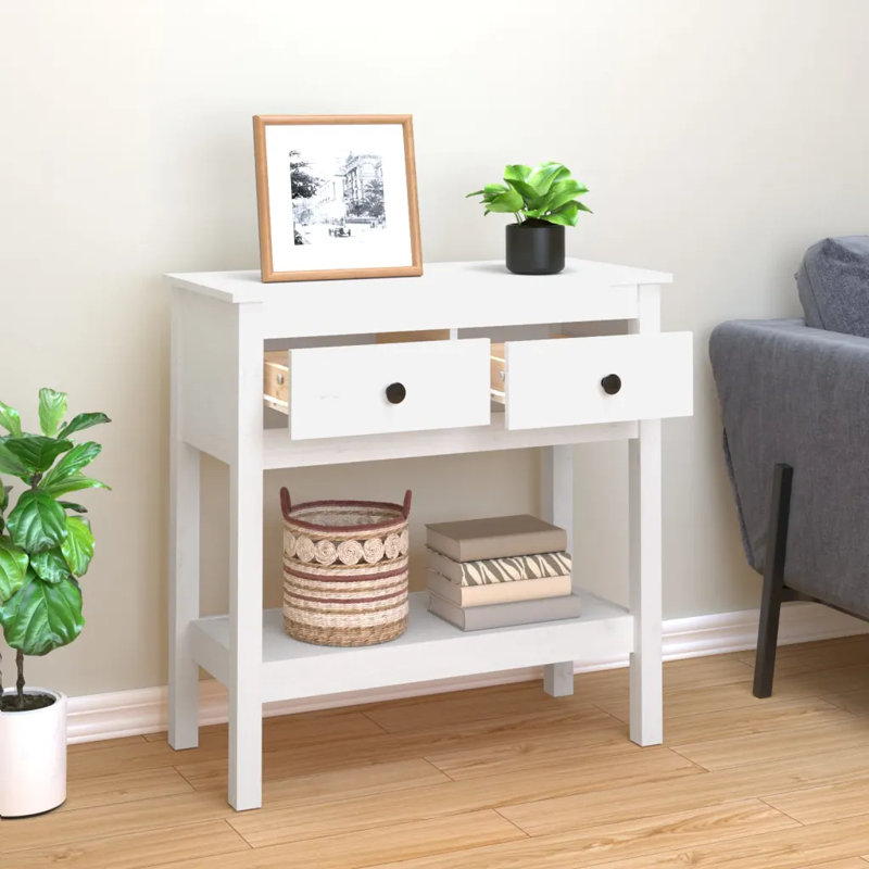 Kitrick Solid Wood Console Table, White, 75 H x 75 W x 35 D cm