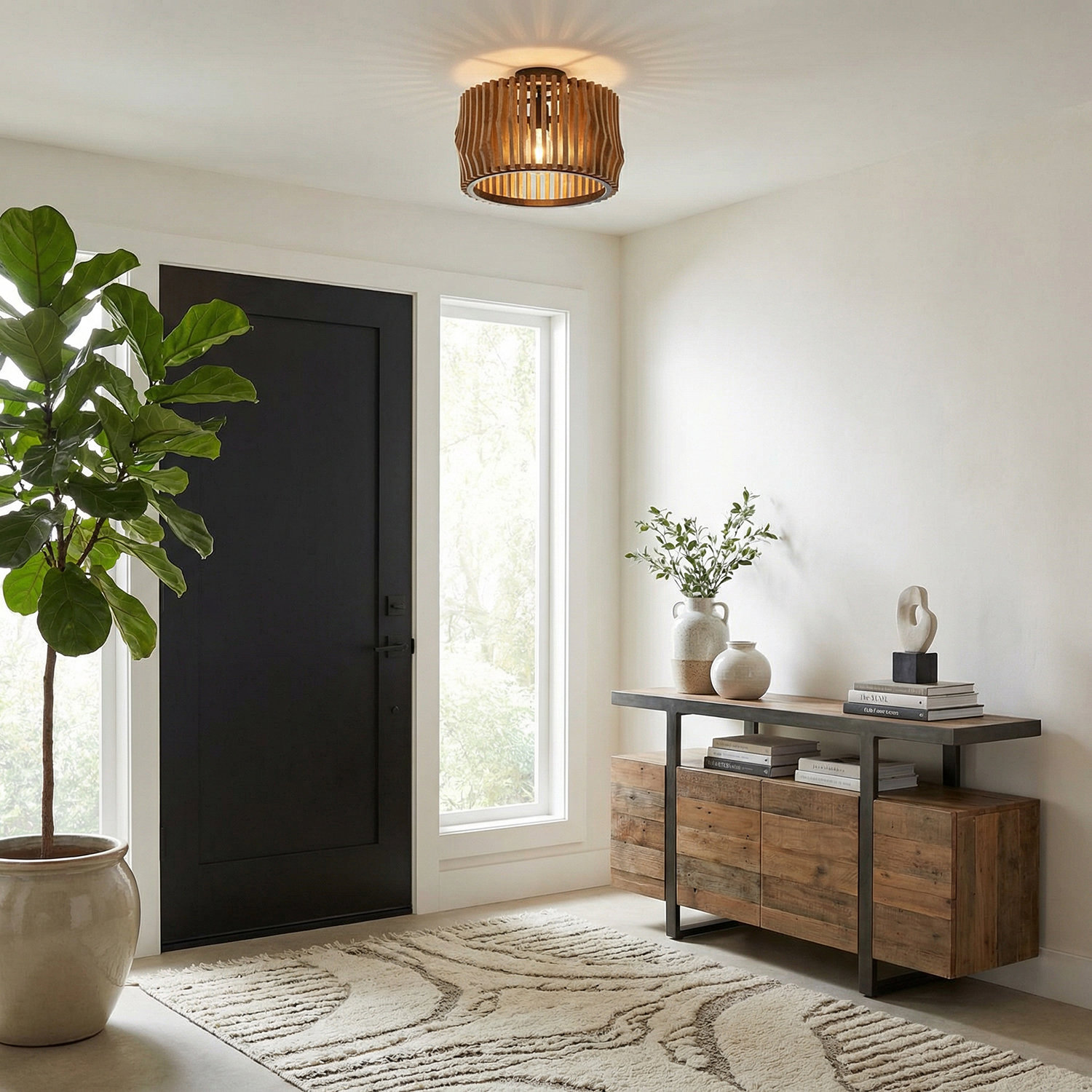 Cortia Single Light Solid Wood Dimmable Pendant