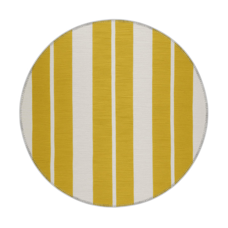 Tapis intérieur / extérieur gris HorizontalStripes, Rond 5 pi