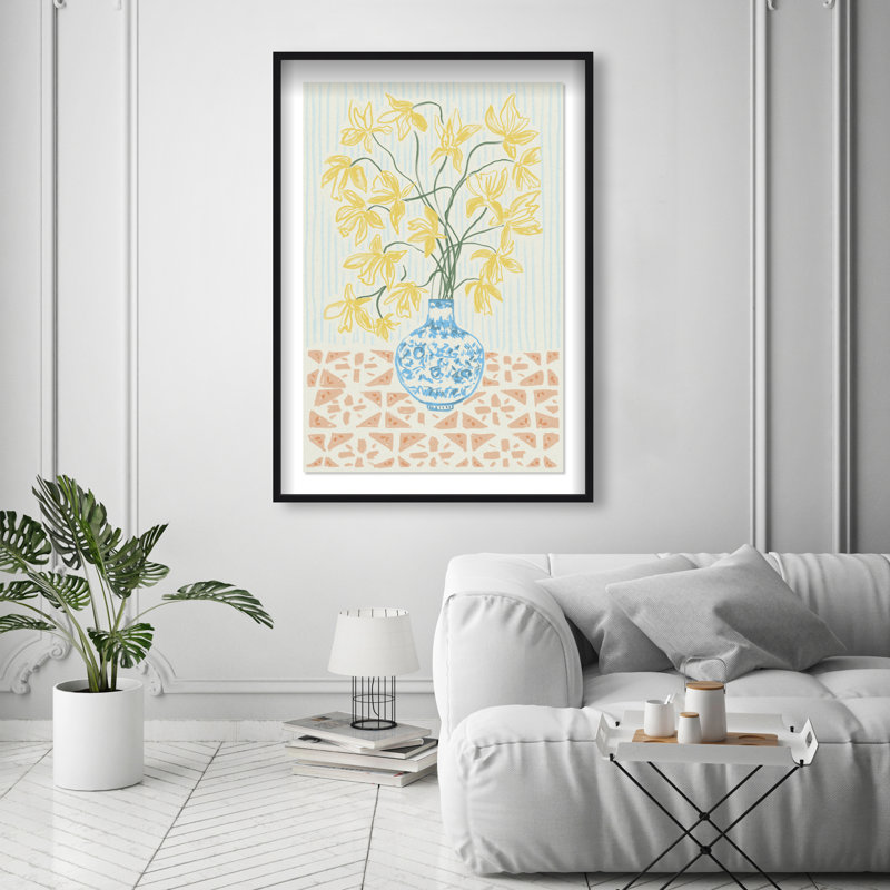Yellow Iris Summer Print by Oliver Gal, 37.5"H x 25.5"W, Black Shadowbox