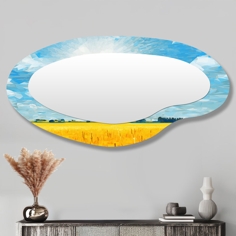 Miroir mural asymétrique Bright Sunlight Over Yellow - Meadow Traditional