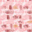 Tapis tissé à la machine en polyester rose / ivoire-1980189709