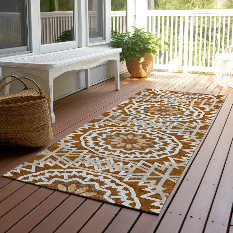 Kawon Geometric Indoor / Outdoor Rug, Runner 2'3" x 7'6"