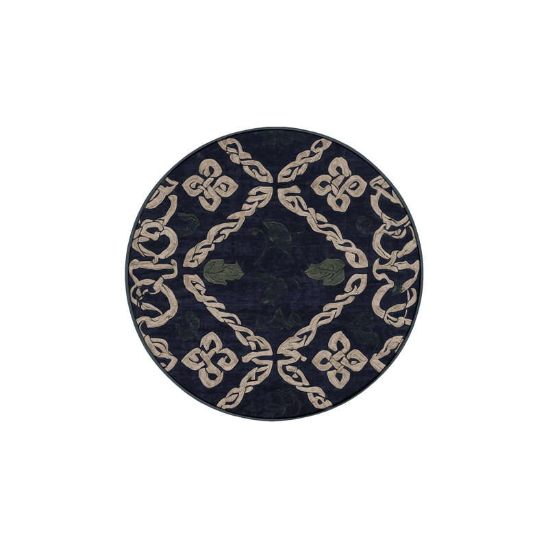 Machine Washable Gray Area Rug, Round 5'