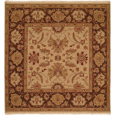 Tapis oriental en laine noué à la main brun / ivoire / beige