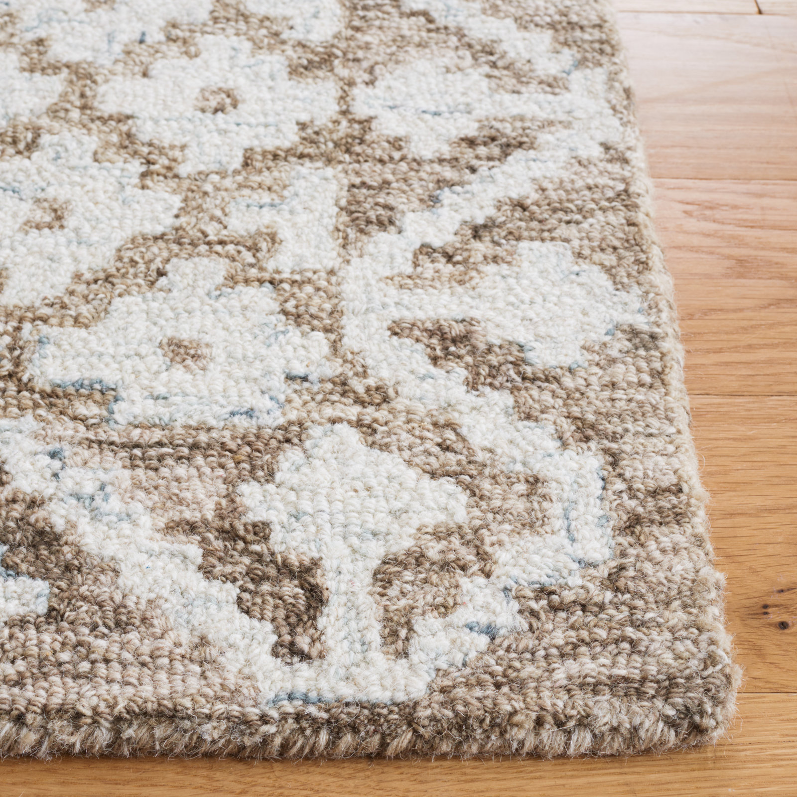 Heath Beige Sage Hand-Woven Geometric Rug, Rectangle 4' x 6'