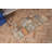 Handmade Patchwork Turkish Rug In Blue and Beige Tones Serving As A Unique Door Mat With Colorful Vintage Patterns
