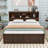 King Two Drawers Wood Platform Bed with Headboard and USB-106897436