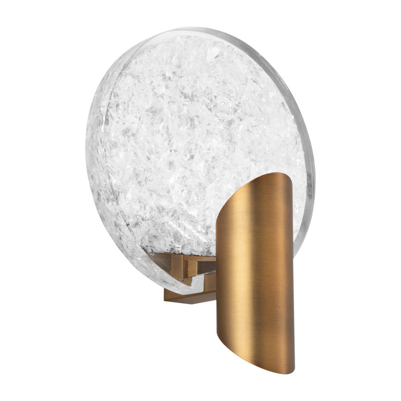 Oracle Crystal LED Armed Sconce, Aged Brass