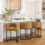 Tabouret rembourré à hauteur de comptoir avec structure en métal-1414249805