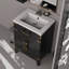 Meuble-lavabo en chêne noir l 24 po x P 18 po avec comptoir en acrylique et miroir - fermeture en douceur, nombreuses options de rangement