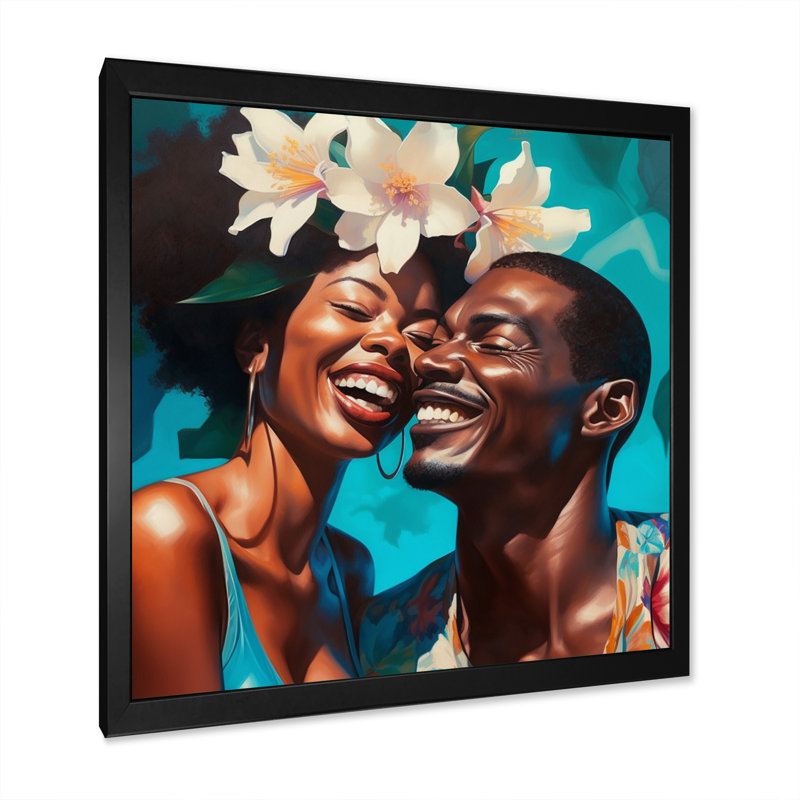 Beautiful Black Couple in Love III - impression, Cadre photo noir, H 16 po x l 16 po x P 1 po