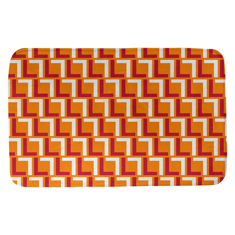 Tapis pour salle de bain Baltimore, l 17 po x L 24 po, Orange/Red/White