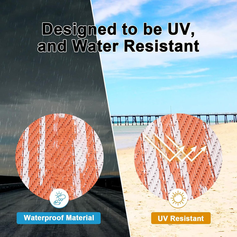 Reversible Plastic Outdoor Rug Waterproof for Patios Clearance,Camping RV,Picnic,Backyard,Deck,Balcony,Porch, Orange