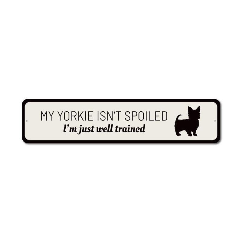 Drôle de panneau en aluminium Yorkie, H 6 po x l 24 po x P 0,06 po