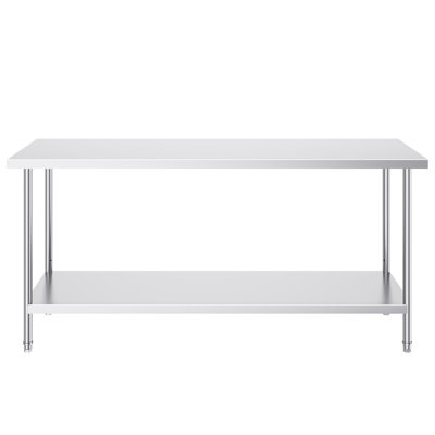 Table de préparation en acier inoxydable table de travail en métal robuste avec 3 niveaux de hauteur réglables