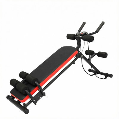 Banc ajustable 2 en 1 avec écran AC et banc pliable pour gymnastique à domicile, maximum 330 lb, rouge