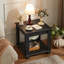 Ensemble de 2 tables de bout Farmhouse, grande table d'appoint avec tablette de rangement à 2 niveaux, tables de bout en bois rustique pour le salon, table à thé carrée, noir-50285956-48327488