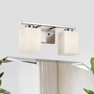 Éclairage pour meuble-lavabo d'intérieur avec abat-jour carré en verre gravé blanc