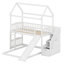 Lit superposé en forme de maison avec glissière intégrée et escalier de rangement-1012342401