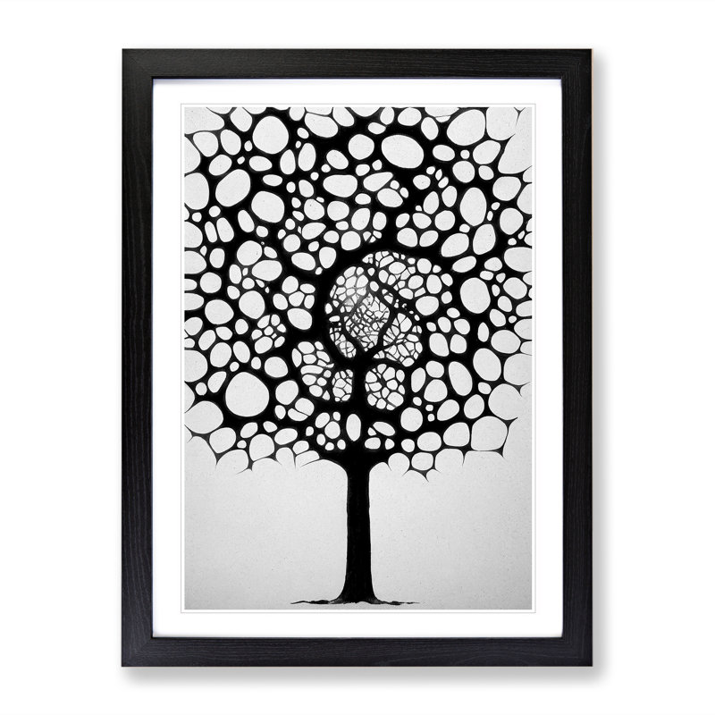 Monochrome Tree Art No.1 - Single Picture Frame Painting, 64cm H x 46cm W x 2cm D, Black