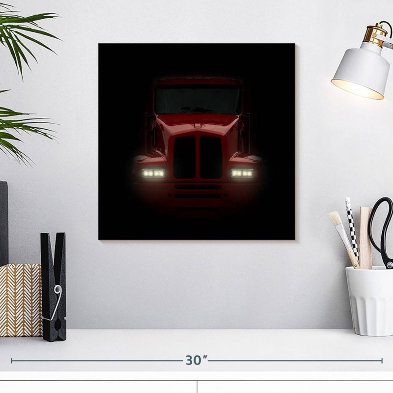Mehar Dark Red Truck, 16" H x 16" W