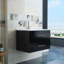 Meuble-lavabo mural noir brillant 30 po avec lavabo-2039003798