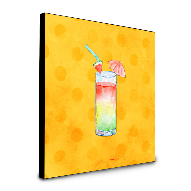 Umberella cocktailpolkadot, art encadré Anzio, Jaune