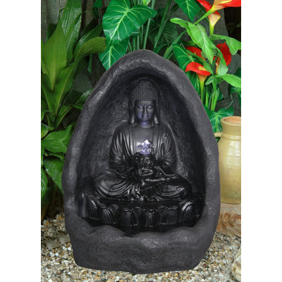 Fountain-Buddha Sitting In Grotto with LED Light