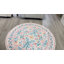Tapis rose rond lavable à la machine à motif floral bohème-117177242