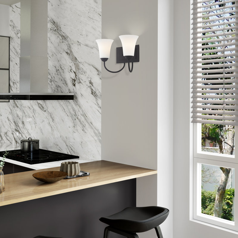 Éclairage de salle de bain à intensité variable 2 lumières Bullis, Noir