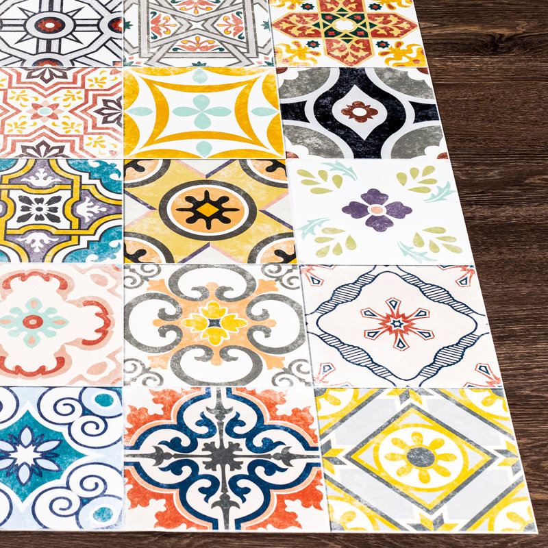 Akkar Vinyl Geometric Indoor Rug, Runner 3' x 8'