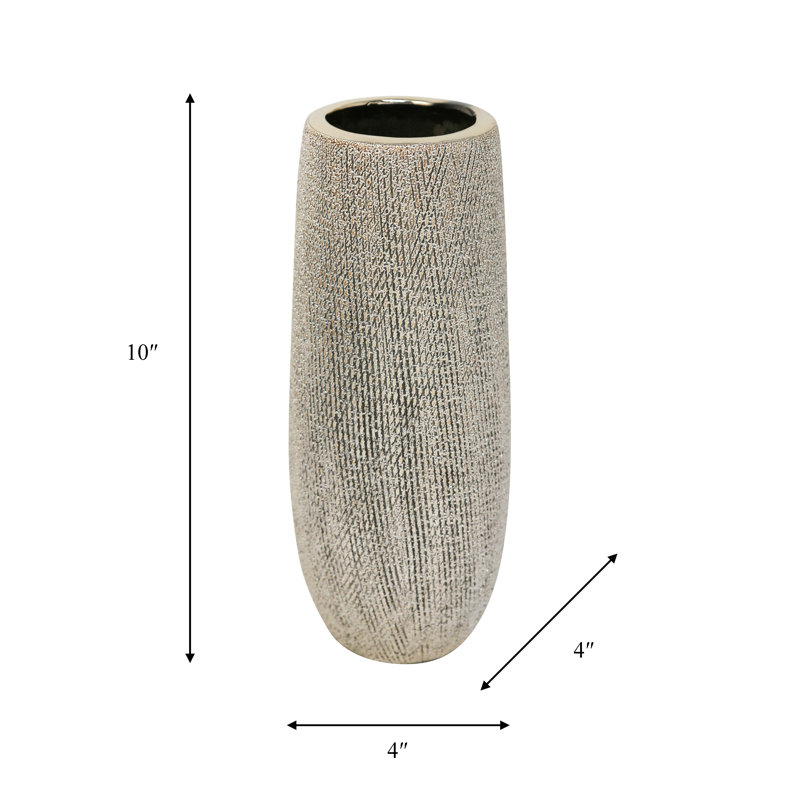 Ceramic Contemporary Cylinder Vase, Beige