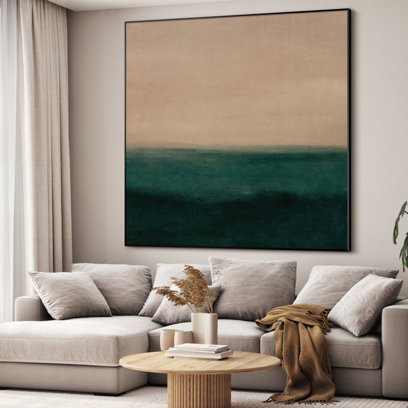 Très grand art mural imprimé sur tissu - Paysage abstrait neutre moderne pour la décoration d'œuvres d'art pour le salon ou la chambre à coucher - «Assemblage requis du cadre (cadre non fini)»