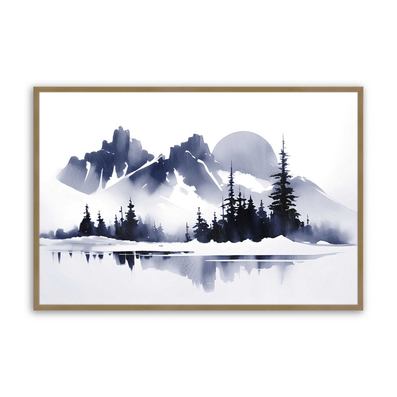 Imprimé Moonlit Mountain Majesty, Cadre pour photo simple or brossé, H 12,25 po x l 15,25 po