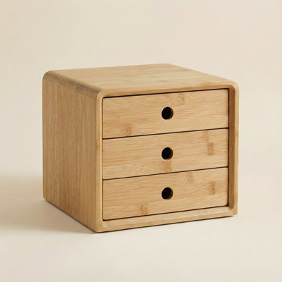 Ostos Bamboo Desk Drawer Tabletop Storage Box With Three Drawers