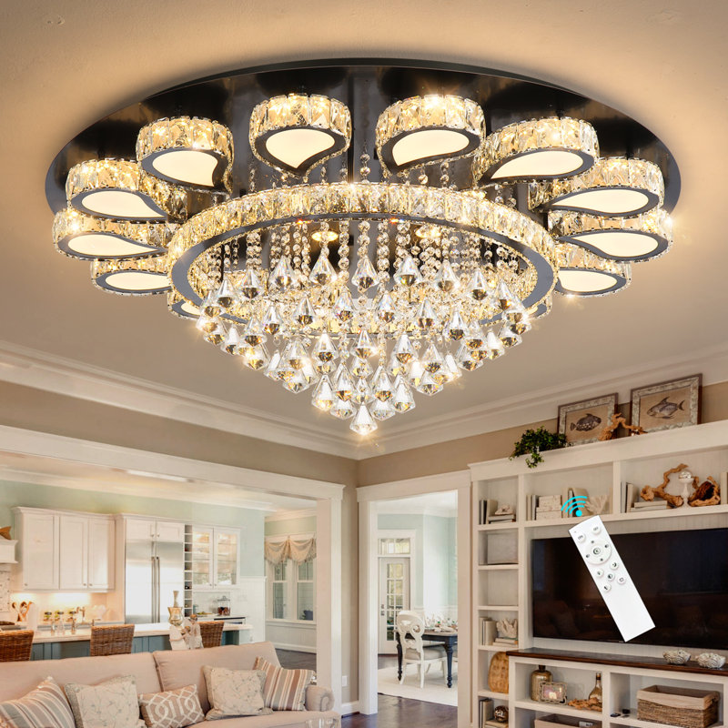 Lustre luxueux moderne à télécommande en cristal Luxury, Noir