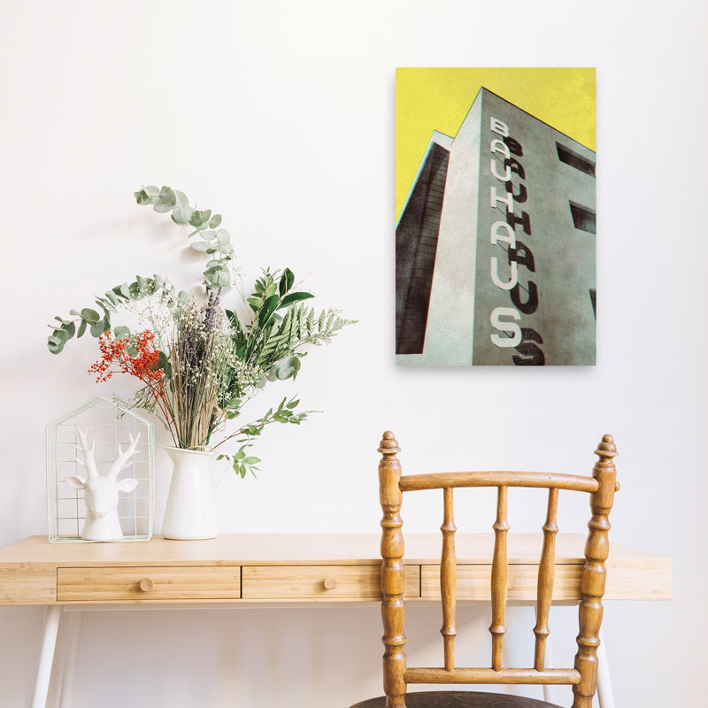 Bauhaus Building Shadows Abstract Colorful Geometric Architecture City Wall Art Print 1 Piece Wrapped Canvas Wall Art
