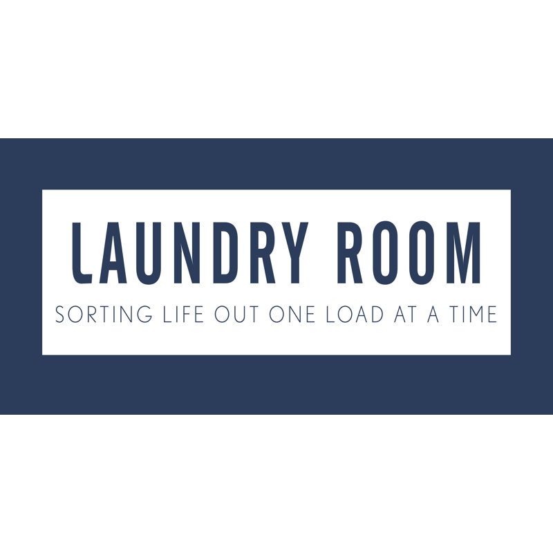 Laundry Room Sorting Life out Navy - Textual Art Print, 51 cm H x 76 cm W, Wrapped Canvas