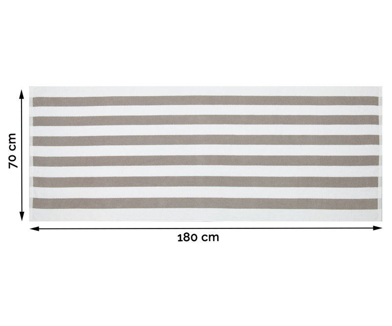Midweight Beach Towel, Grey/White