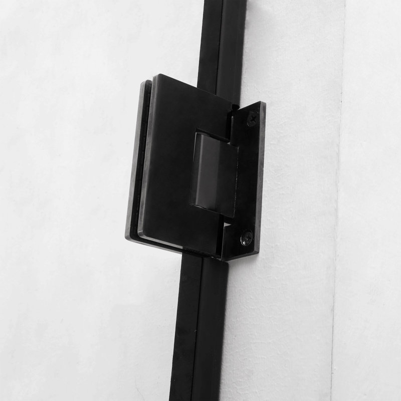 Porte de douche à panneau simple sans cadre, entrée ouverte, noir mat