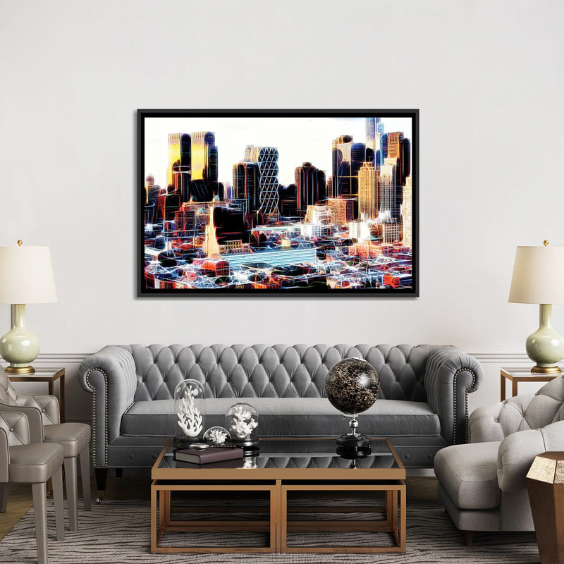 «NY Midtown» par Philippe Hugonnard - impression sur toile, H 18 po x l 26 po x P 1,5 po, Toile avec cadre noir, Pas de tapis