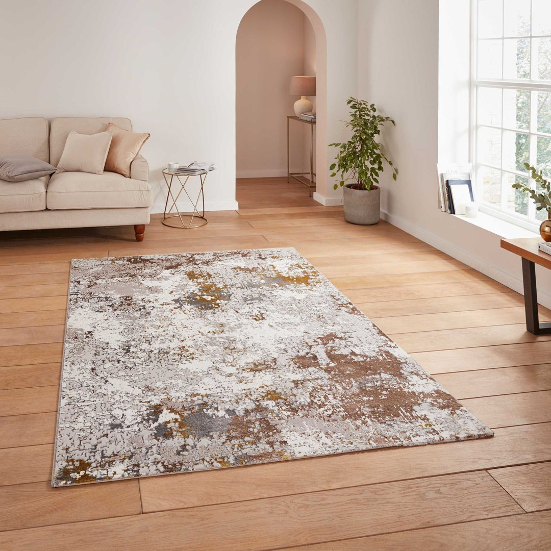 Creation area rug Machine Woven Rectangle Gold