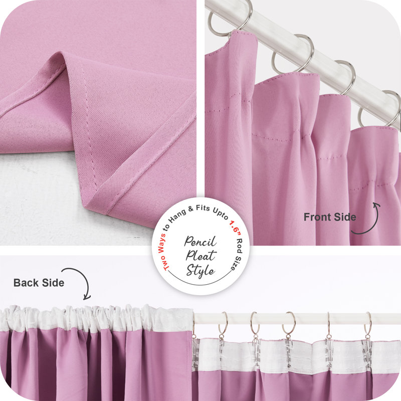 Raigo Blackout Curtain Pair, Pink, 66cm Width x 229cm Drop