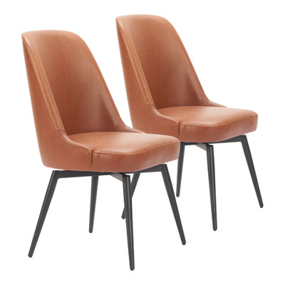 Ensemble de 2 chaises de salle à manger pivotantes et rembourrées à hauteur réglable et sans accoudoirs