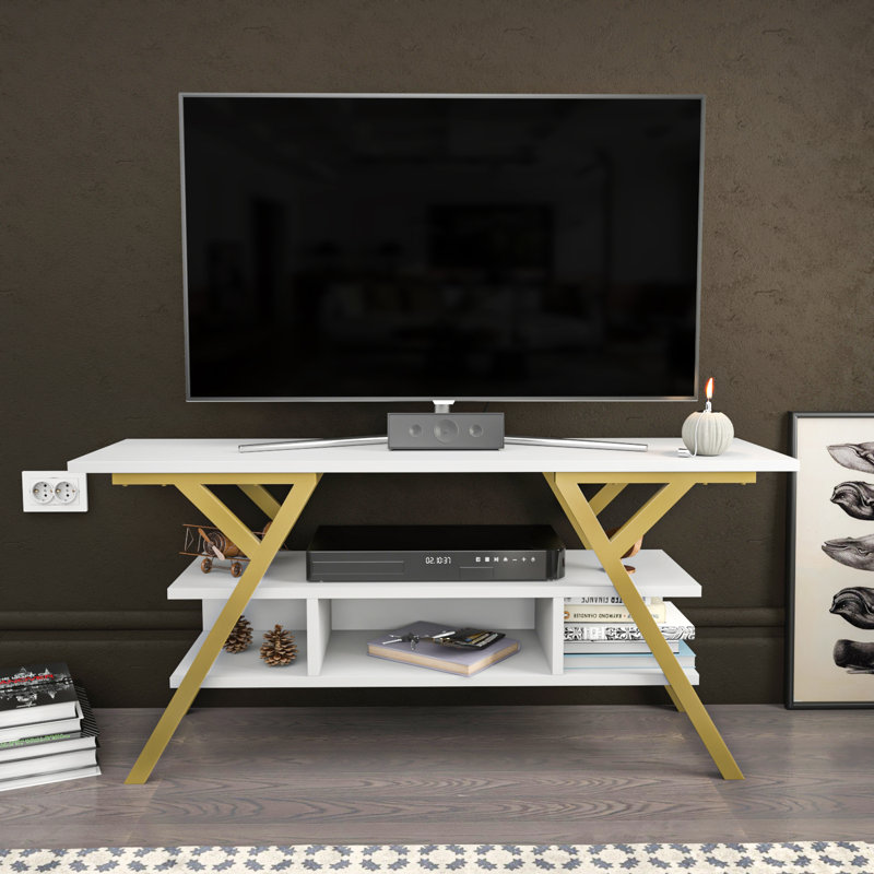 Tolchester TV Stand for TVs up to 50", Gold/White